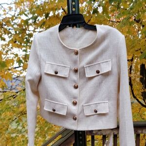 Elegant Cream Button-Up Women's Jacket S
